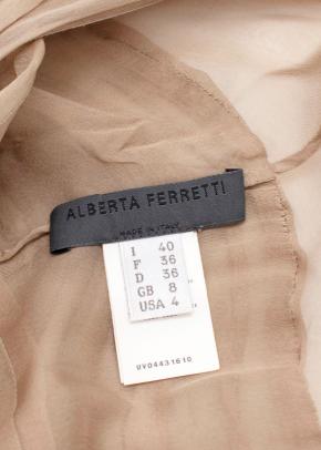 Alberta Ferretti Camel Silk Chiffon Draped Midi Dress 4