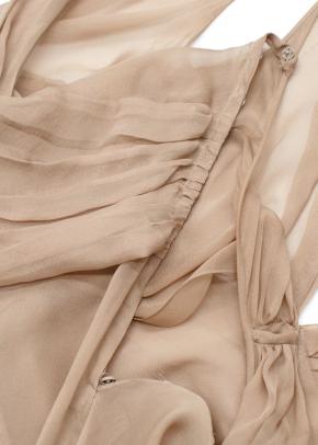 Alberta Ferretti Camel Silk Chiffon Draped Midi Dress 7