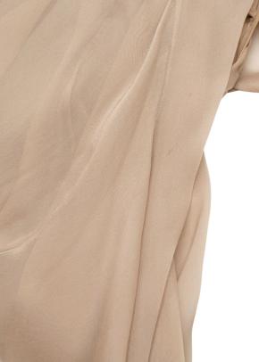 Alberta Ferretti Camel Silk Chiffon Draped Midi Dress 9