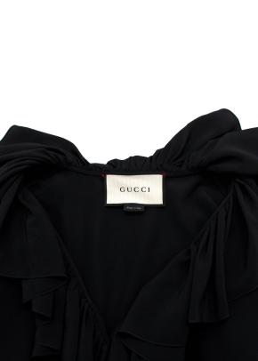 Gucci Black Silk Frill Blouse 7