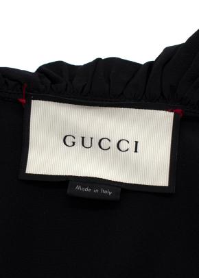 Gucci Black Silk Frill Blouse 6