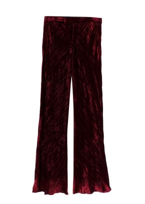 Etro Red Crushed Velvet Trousers 2