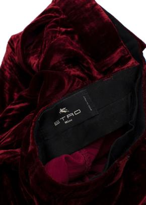 Etro Red Crushed Velvet Trousers 7