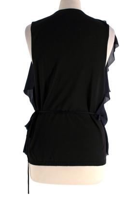 Lanvin Black and Navy Wrap Blouse with Frill Detail 3