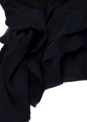 Lanvin Black and Navy Wrap Blouse with Frill Detail 6
