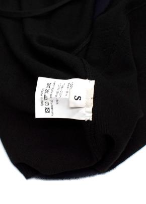 Lanvin Black and Navy Wrap Blouse with Frill Detail 7