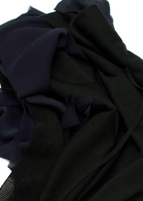 Lanvin Black and Navy Wrap Blouse with Frill Detail 5