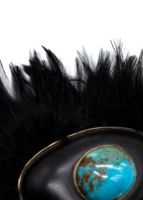 Tom Ford Statement Feather Necklace with Turquoise Stone 5