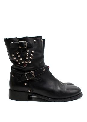 Ralph Lauren Stud Detail Black Ankle Boots 2