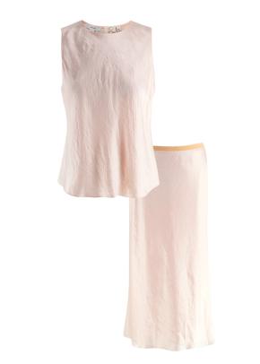 Vince Peach Satin Two Piece Skirt Set 3