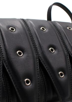 Yuzefi Black Crossbody Bag with Silver Eyelets 2