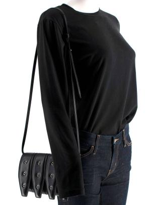 Yuzefi Black Crossbody Bag with Silver Eyelets 10