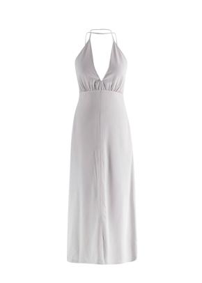 Toteme Plunge-Neck Gathered Silk Maxi Dress 4
