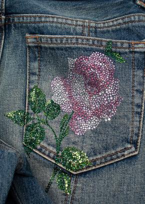 Alessandra Rich Embellished Rose Denim Halterneck Top & Jeans Set 4