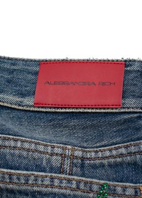 Alessandra Rich Embellished Rose Denim Halterneck Top & Jeans Set 8