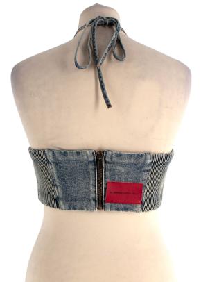 Alessandra Rich Embellished Rose Denim Halterneck Top & Jeans Set 15
