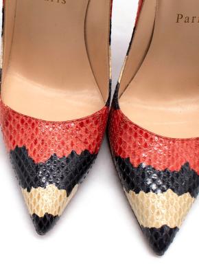 Christian Louboutin So Kate Tricolour Python Heels 5