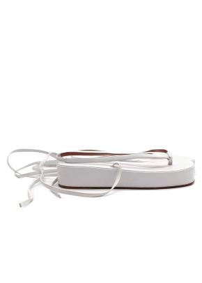Amina Muaddi White Leather Tie Sandals 10