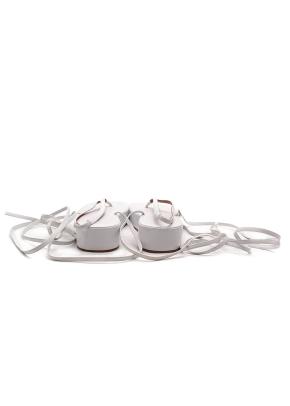 Amina Muaddi White Leather Tie Sandals 4