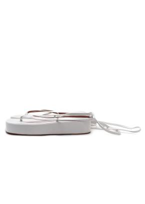 Amina Muaddi White Leather Tie Sandals 7