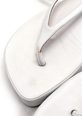 Amina Muaddi White Leather Tie Sandals 3
