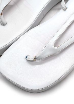 Amina Muaddi White Leather Tie Sandals 5
