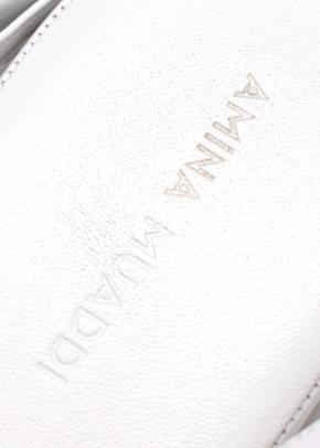 Amina Muaddi White Leather Tie Sandals 6