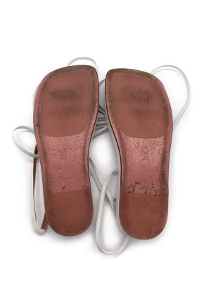 Amina Muaddi White Leather Tie Sandals 8