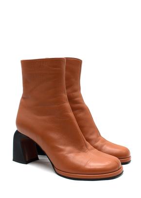 Current Manu Atelier Orange Ankle Boots with Black Block Heel 2