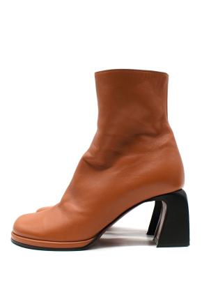 Current Manu Atelier Orange Ankle Boots with Black Block Heel 9