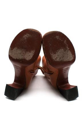 Current Manu Atelier Orange Ankle Boots with Black Block Heel 11
