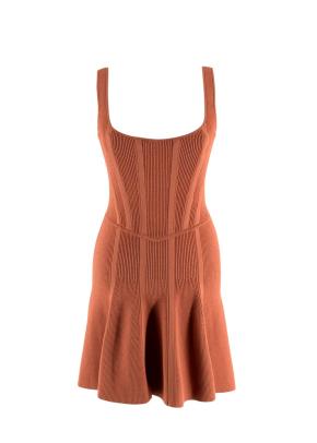 Dion Lee Burnt Orange Ribbed Mini Dress 4
