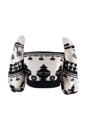 Johanna Ortiz Puff Sleeve Pattern Crop Top 4