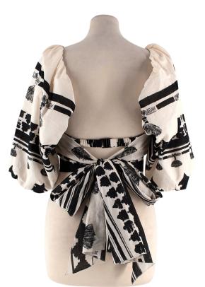 Johanna Ortiz Puff Sleeve Pattern Crop Top 7