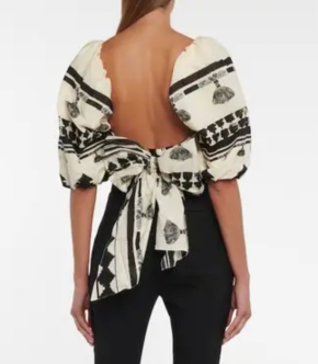 Johanna Ortiz Puff Sleeve Pattern Crop Top 3