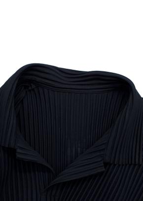 ISSEY MIYAKE Navy Pleated Polo-Shirt 5