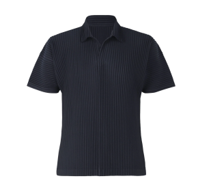 ISSEY MIYAKE Navy Pleated Polo-Shirt 3
