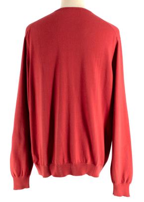 Loro Piana Red V Neck Long Sleeve Cotton Knit Jumper 3