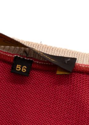 Loro Piana Red V Neck Long Sleeve Cotton Knit Jumper 4