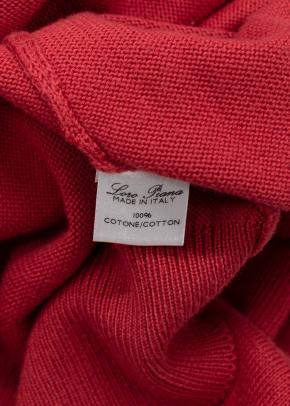 Loro Piana Red V Neck Long Sleeve Cotton Knit Jumper 6