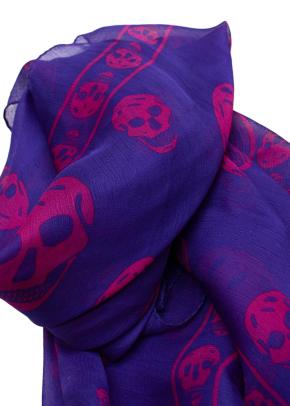 Alexander McQueen Skull Foulard in Pink and Purple 3