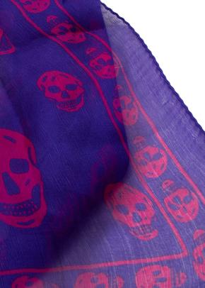 Alexander McQueen Skull Foulard in Pink and Purple 4