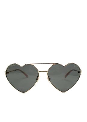 Gucci Gold-tone Heart-Shaped Sunglasses with Grey Lenses 6