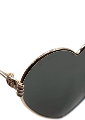 Gucci Gold-tone Heart-Shaped Sunglasses with Grey Lenses 8