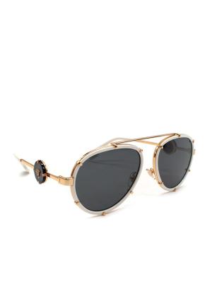 Versace White and Gold Tone Detailed Sunglasses 10