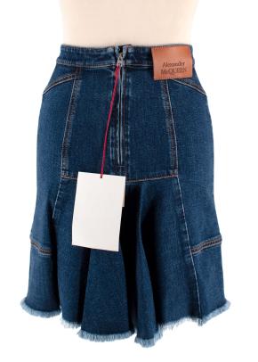 Alexander McQueen Raw Hem Knee Length Denim Skirt 2