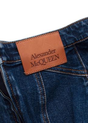 Alexander McQueen Raw Hem Knee Length Denim Skirt 6