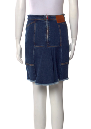 Alexander McQueen Raw Hem Knee Length Denim Skirt 3