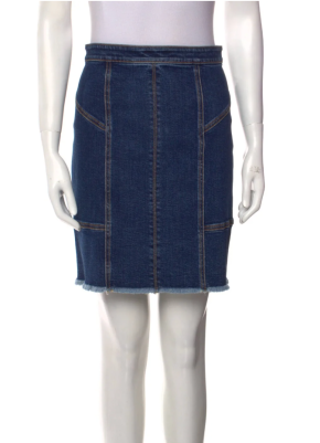 Alexander McQueen Raw Hem Knee Length Denim Skirt 5