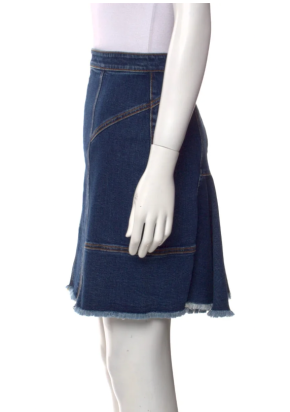 Alexander McQueen Raw Hem Knee Length Denim Skirt 4